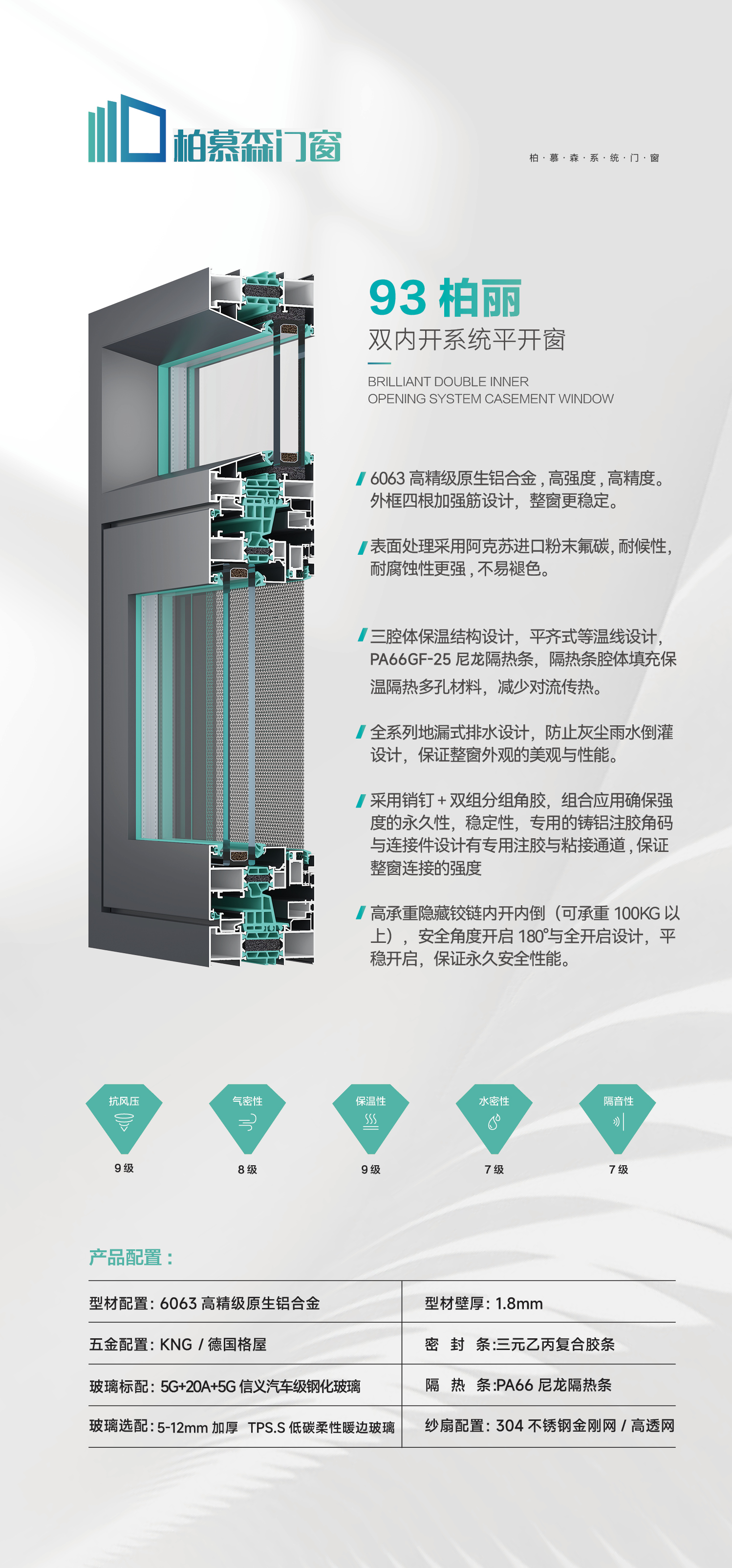 93柏麗雙內開系統(tǒng) 平開窗